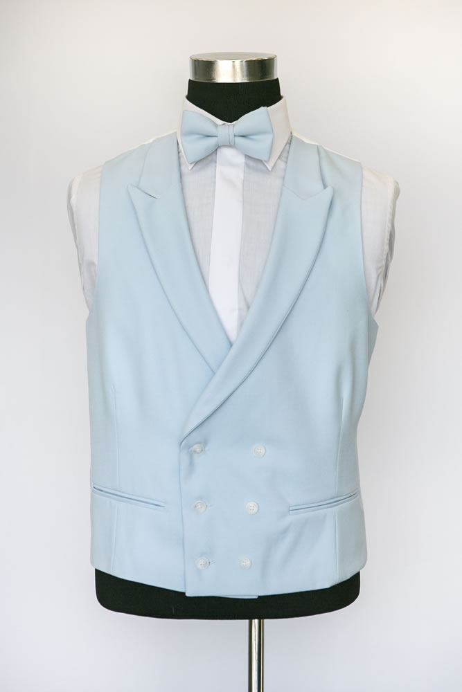 Double Breasted Light Blue Wool Waistcoat 2