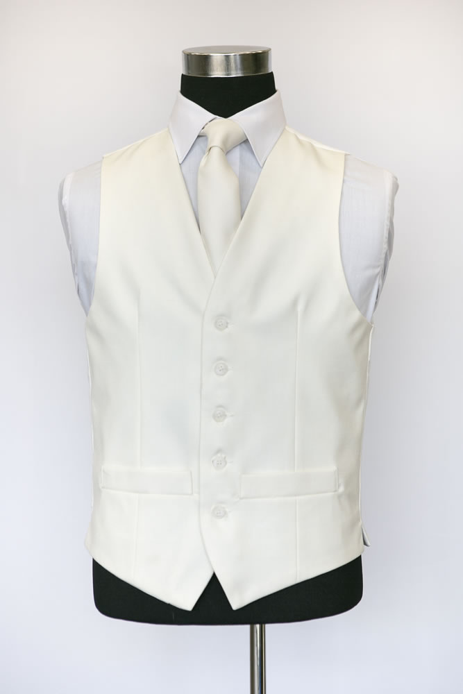 Single Breasted Ivory Wool Waistcoat