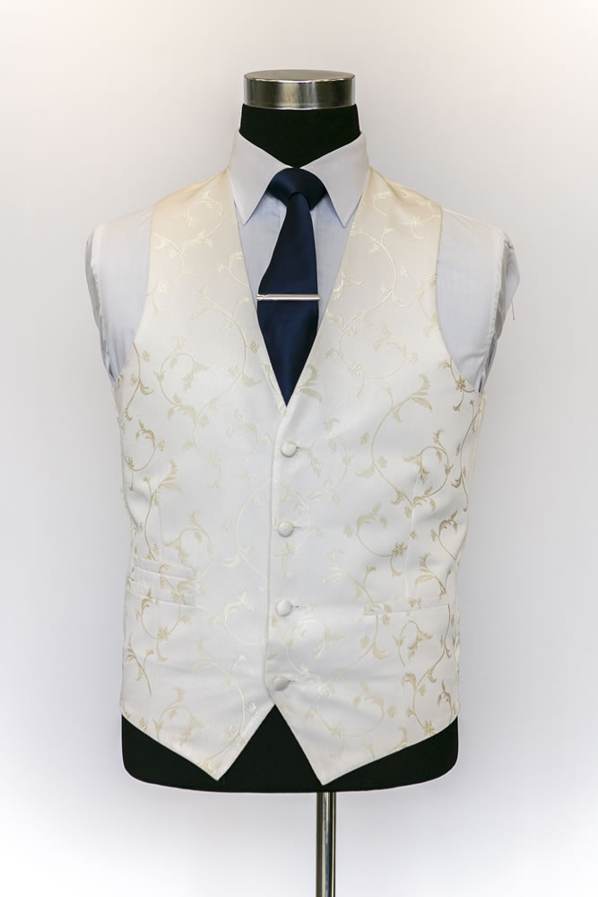 Single Breasted Ivory and Gold Sinarta Waistcoat 2