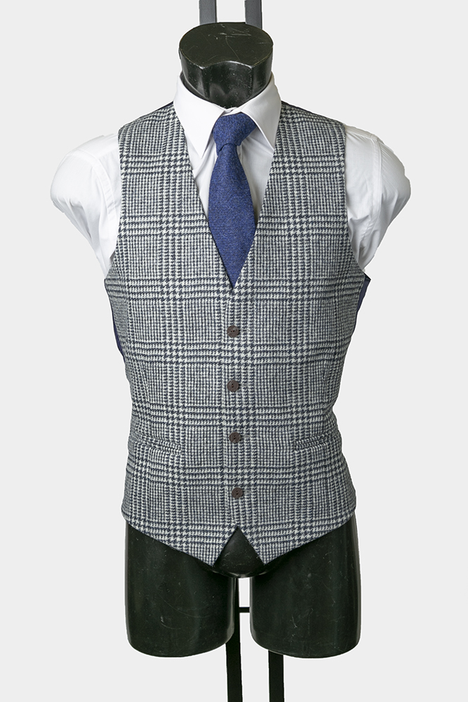 Navy Check Tweed Waistcoat